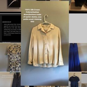 100% Silk Petite Cream Button Down